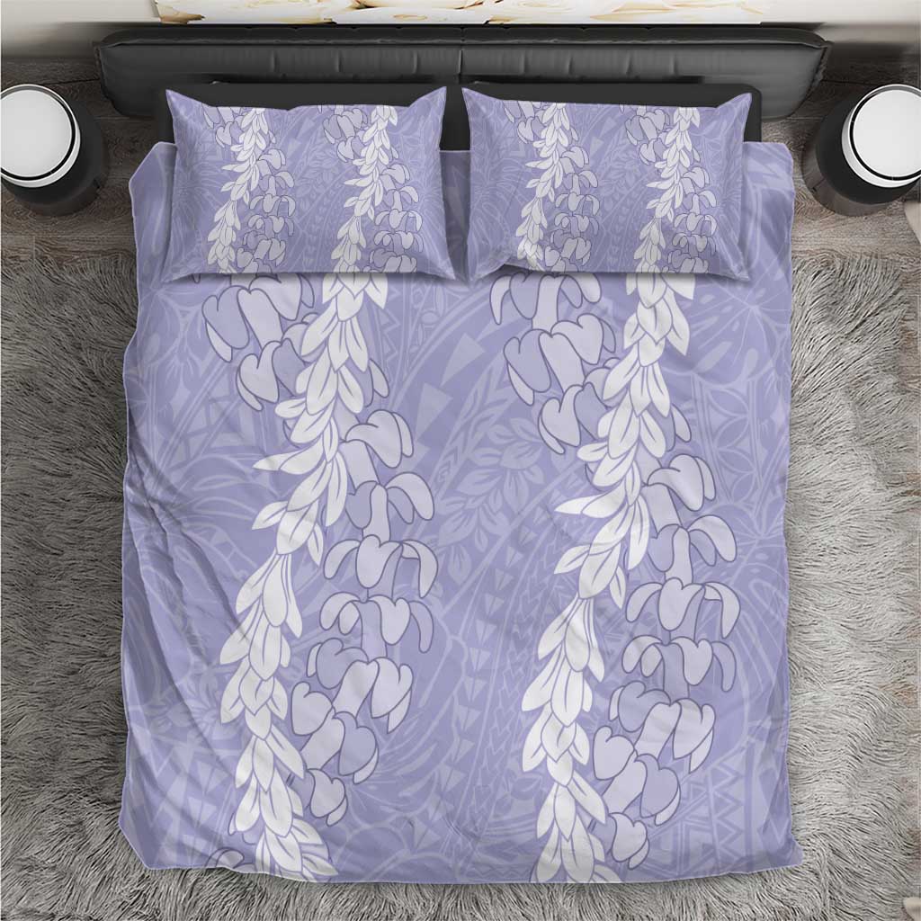 Puakenikeni and Maile Lei Bedding Set Purple Double Strand Lei