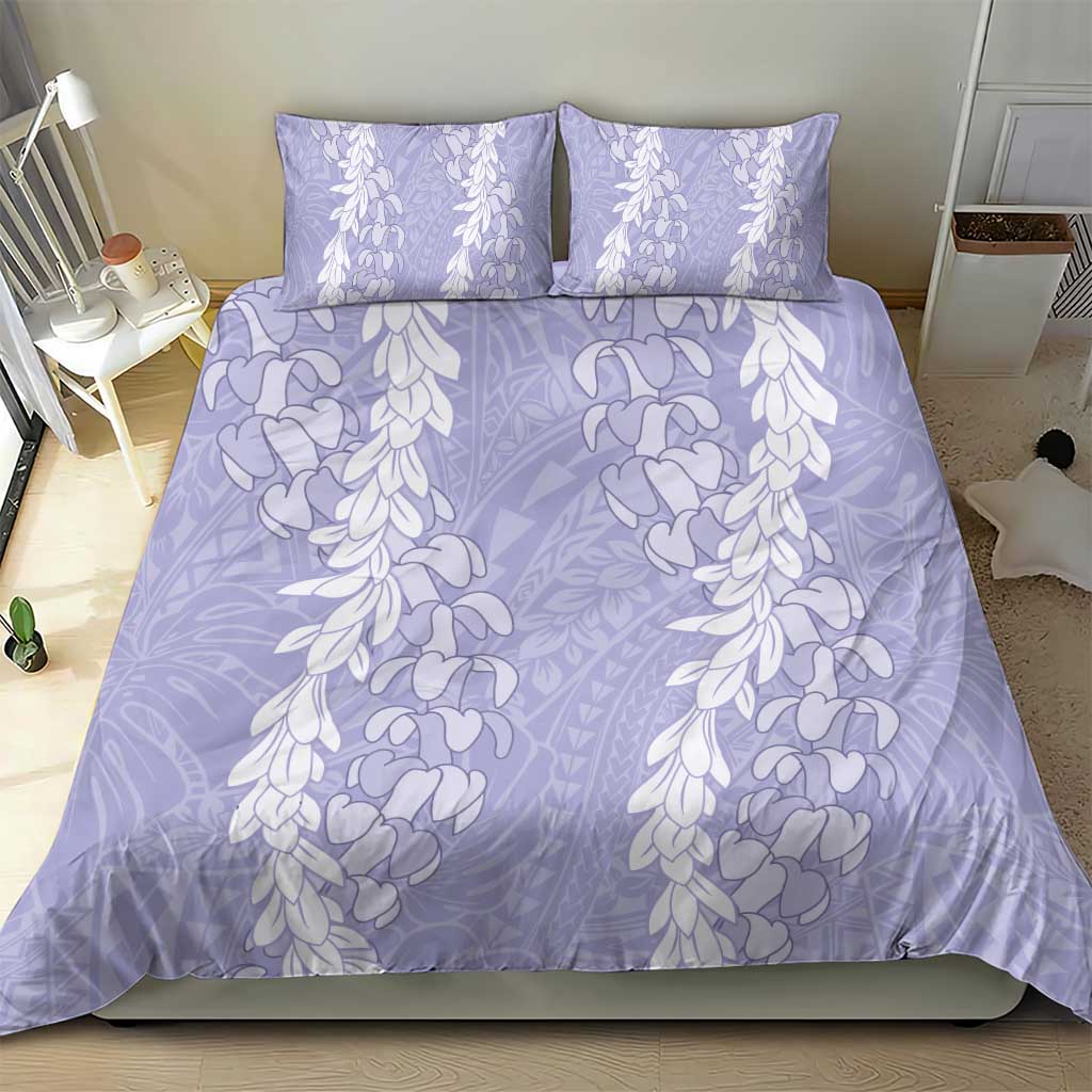 Puakenikeni and Maile Lei Bedding Set Purple Double Strand Lei