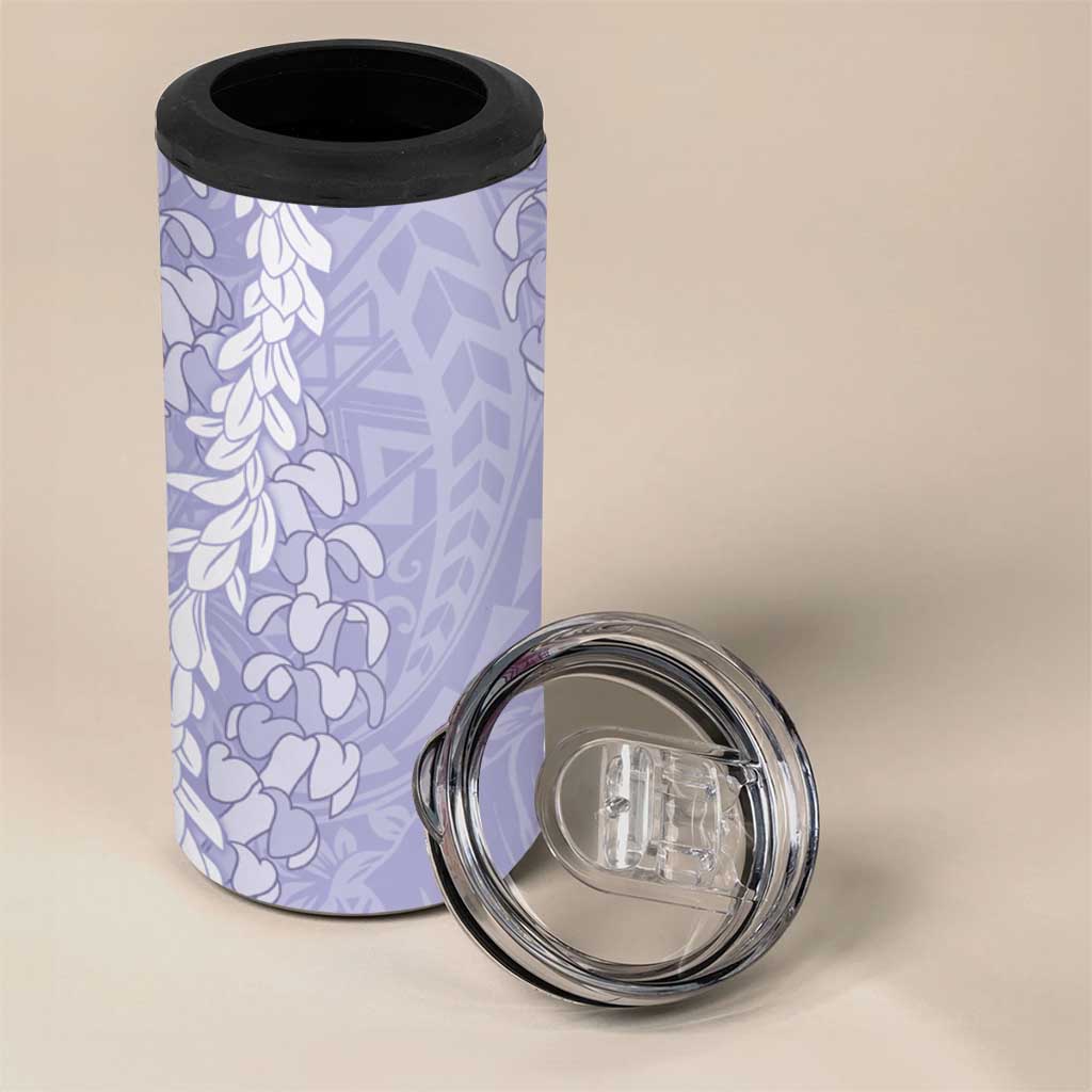 Puakenikeni and Maile Lei 4 in 1 Can Cooler Tumbler Purple Double Strand Lei