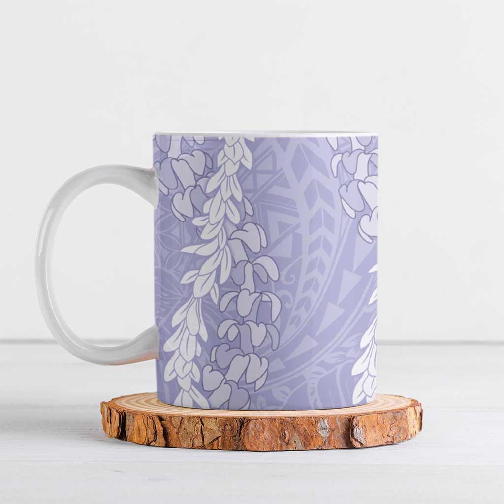 Puakenikeni and Maile Lei Ceramic Mug Purple Double Strand Lei - Polynesian Pride