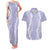 Puakenikeni and Maile Lei Couples Matching Tank Maxi Dress and Hawaiian Shirt Purple Double Strand Lei