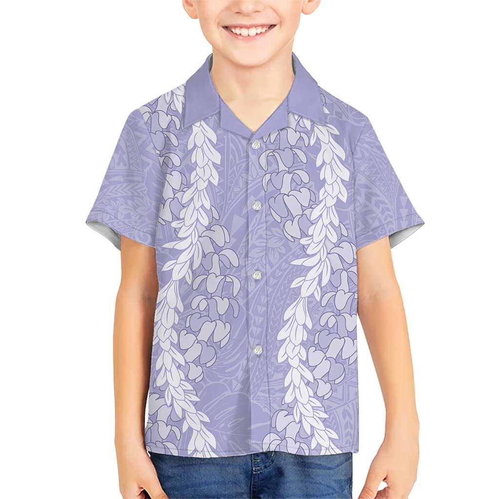 Puakenikeni and Maile Lei Hawaiian Shirt Purple Double Strand Lei