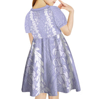 Puakenikeni and Maile Lei Kid Short Sleeve Dress Purple Double Strand Lei