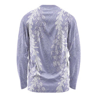 Puakenikeni and Maile Lei Long Sleeve Shirt Purple Double Strand Lei