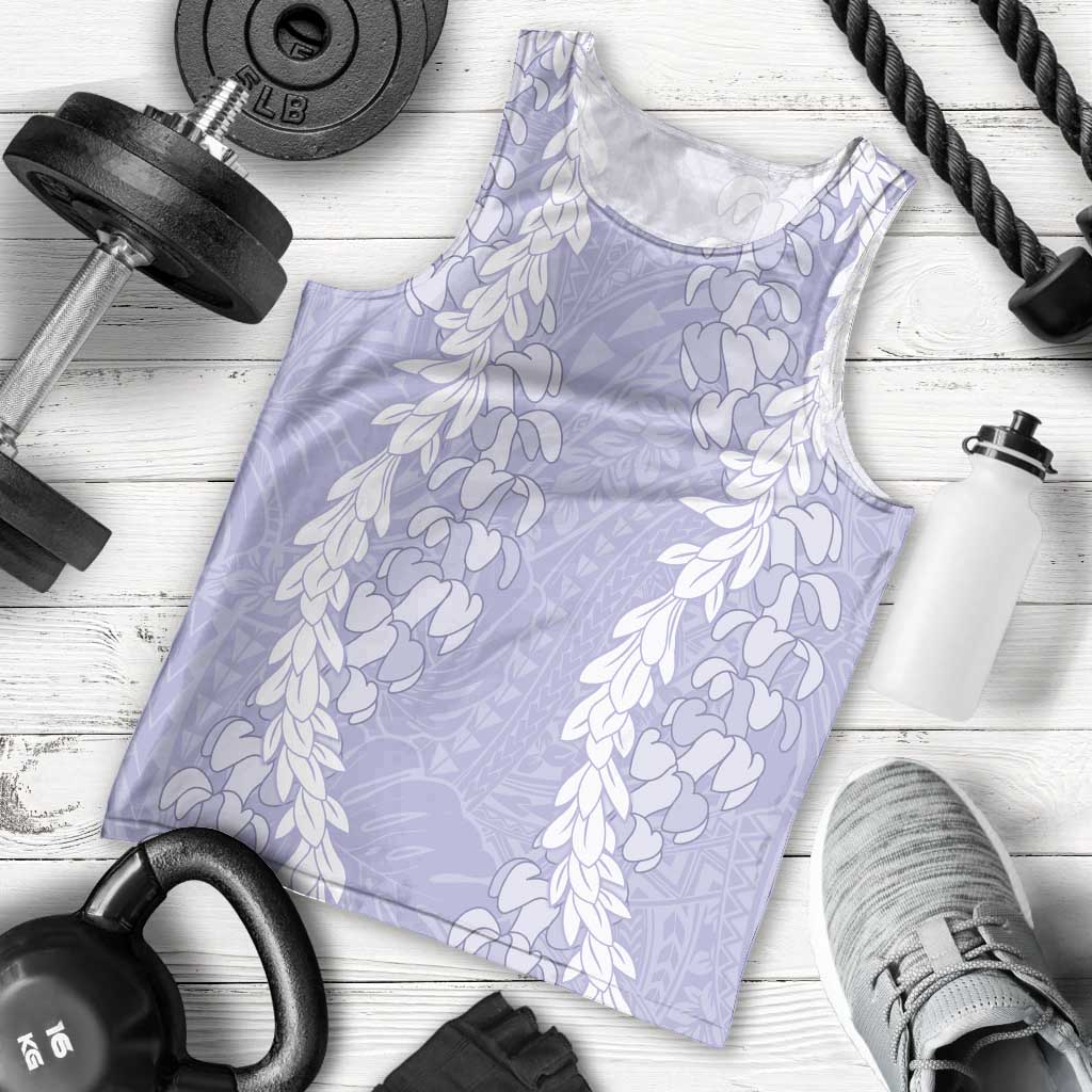 Puakenikeni and Maile Lei Men Tank Top Purple Double Strand Lei
