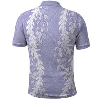 Puakenikeni and Maile Lei Polo Shirt Purple Double Strand Lei