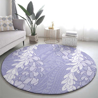 Puakenikeni and Maile Lei Round Carpet Purple Double Strand Lei