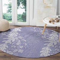 Puakenikeni and Maile Lei Round Carpet Purple Double Strand Lei