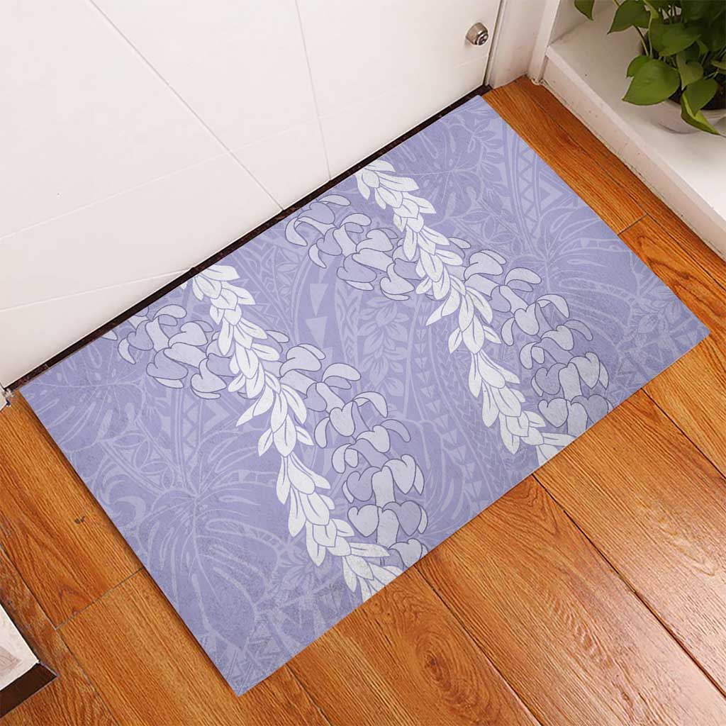 Puakenikeni and Maile Lei Rubber Doormat Purple Double Strand Lei
