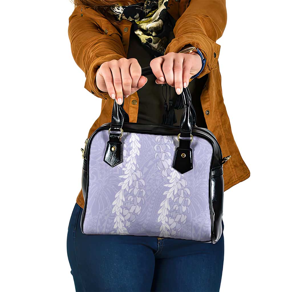 Puakenikeni and Maile Lei Shoulder Handbag Purple Double Strand Lei