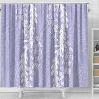 Puakenikeni and Maile Lei Shower Curtain Purple Double Strand Lei