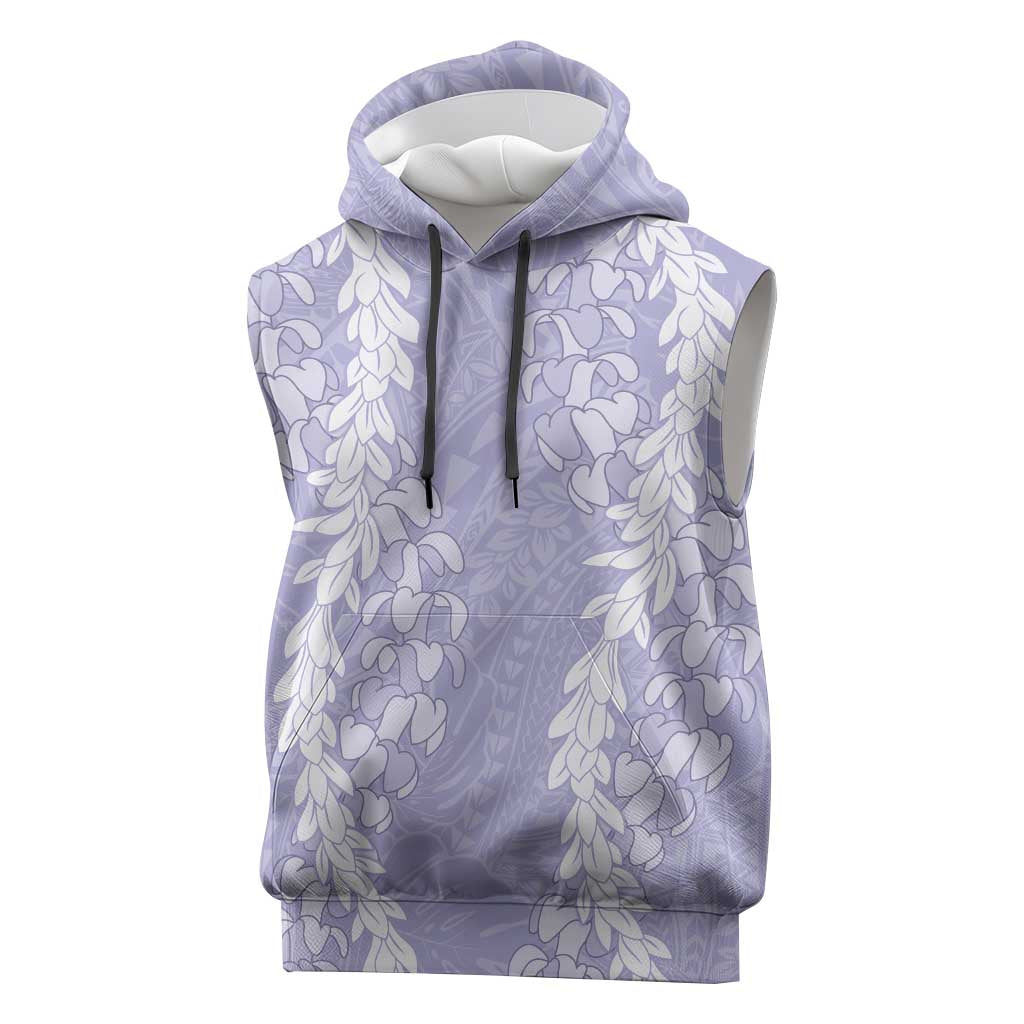 Puakenikeni and Maile Lei Sleeveless Hoodie Purple Double Strand Lei - Polynesian Pride