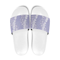 Puakenikeni and Maile Lei Slide Sandals Purple Double Strand Lei - Polynesian Pride