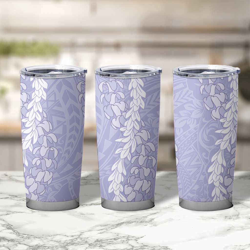 Puakenikeni and Maile Lei Tumbler Cup Purple Double Strand Lei
