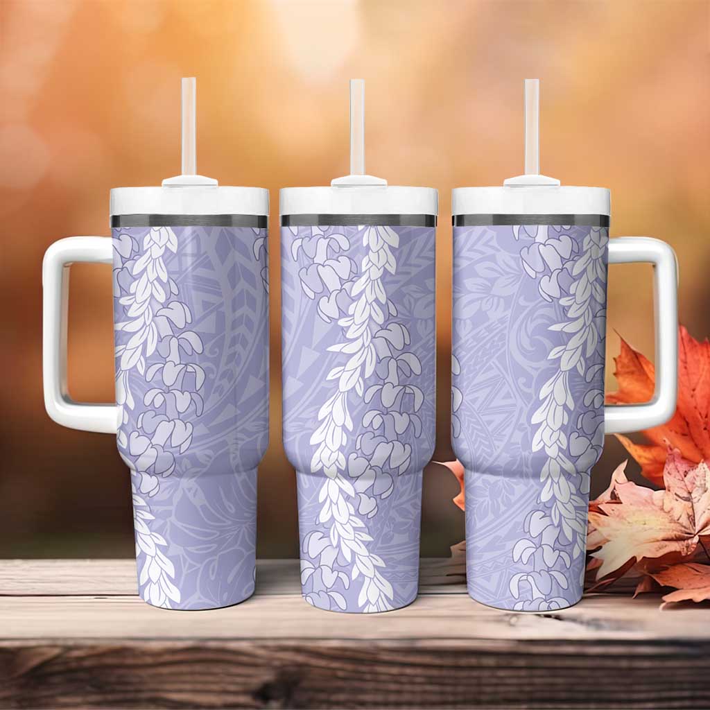 Puakenikeni and Maile Lei Tumbler With Handle Purple Double Strand Lei