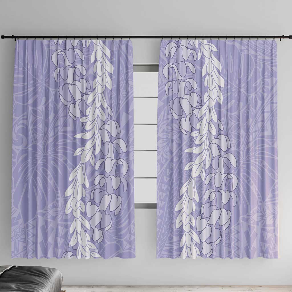 Puakenikeni and Maile Lei Window Curtain Purple Double Strand Lei