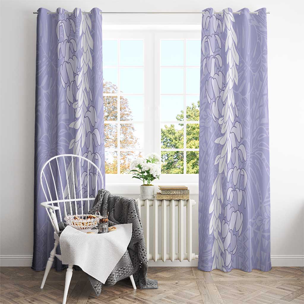 Puakenikeni and Maile Lei Window Curtain Purple Double Strand Lei