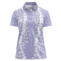 Puakenikeni and Maile Lei Women Polo Shirt Purple Double Strand Lei