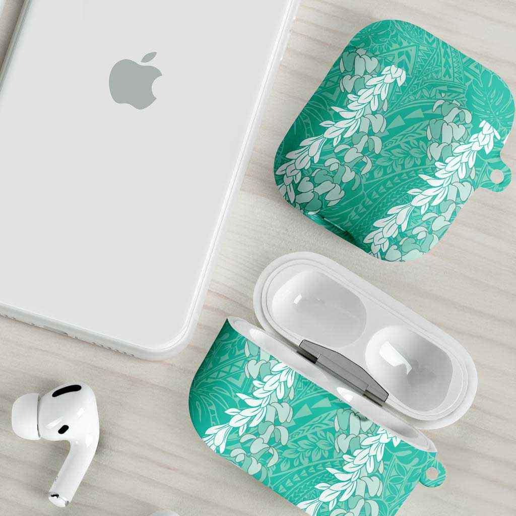 Puakenikeni and Maile Lei AirPods Case Sage Green Double Strand Lei - Polynesian Pride