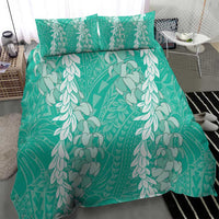 Puakenikeni and Maile Lei Bedding Set Sage Green Double Strand Lei