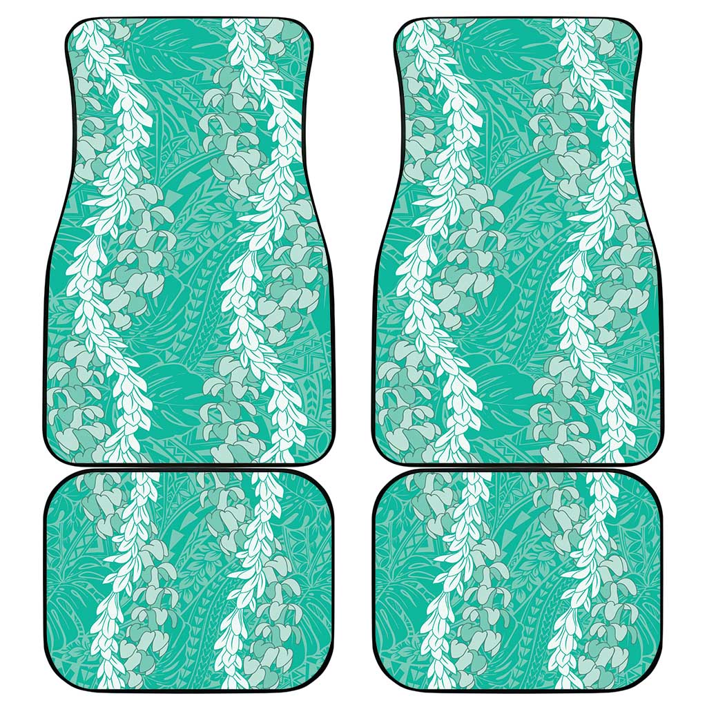Puakenikeni and Maile Lei Car Mats Sage Green Double Strand Lei