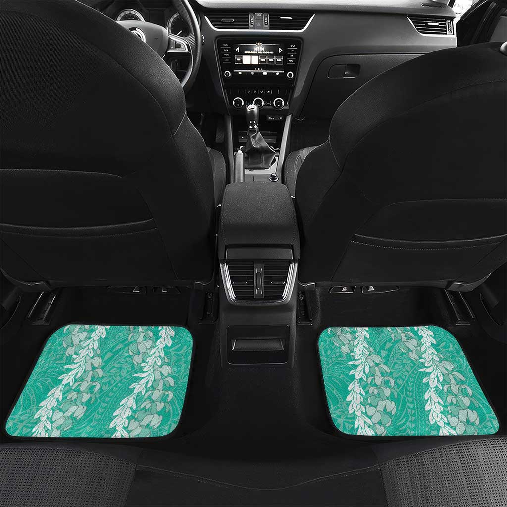 Puakenikeni and Maile Lei Car Mats Sage Green Double Strand Lei