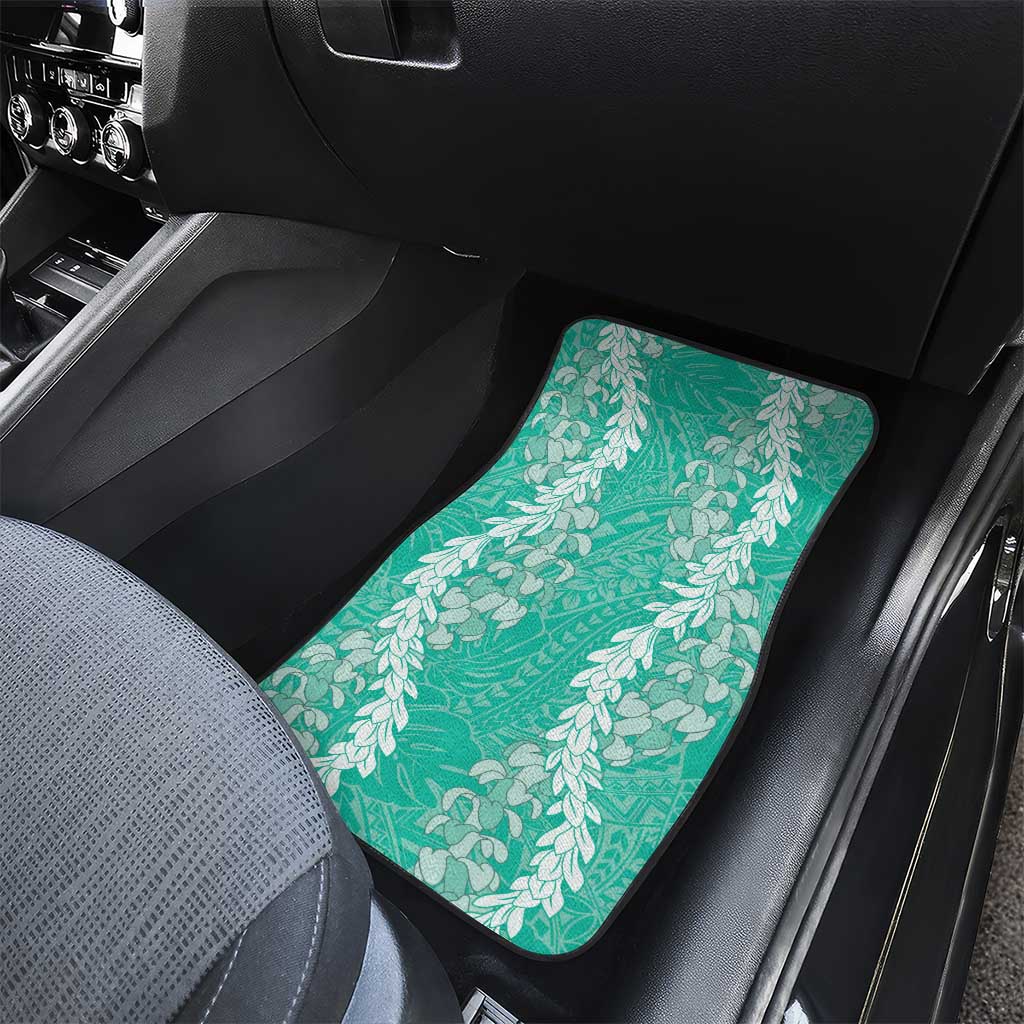Puakenikeni and Maile Lei Car Mats Sage Green Double Strand Lei
