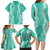 Puakenikeni and Maile Lei Family Matching Long Sleeve Bodycon Dress and Hawaiian Shirt Sage Green Double Strand Lei