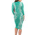 Puakenikeni and Maile Lei Family Matching Long Sleeve Bodycon Dress and Hawaiian Shirt Sage Green Double Strand Lei