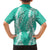 Puakenikeni and Maile Lei Family Matching Short Sleeve Bodycon Dress and Hawaiian Shirt Sage Green Double Strand Lei
