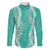 Puakenikeni and Maile Lei Family Matching Short Sleeve Bodycon Dress and Hawaiian Shirt Sage Green Double Strand Lei