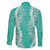 Puakenikeni and Maile Lei Family Matching Short Sleeve Bodycon Dress and Hawaiian Shirt Sage Green Double Strand Lei