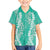 Puakenikeni and Maile Lei Family Matching Short Sleeve Bodycon Dress and Hawaiian Shirt Sage Green Double Strand Lei