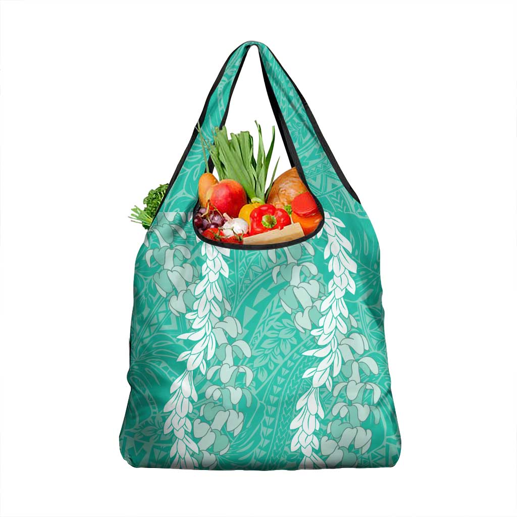 Puakenikeni and Maile Lei Grocery Bag Sage Green Double Strand Lei