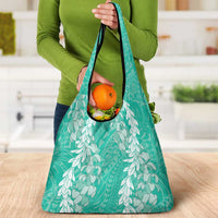 Puakenikeni and Maile Lei Grocery Bag Sage Green Double Strand Lei