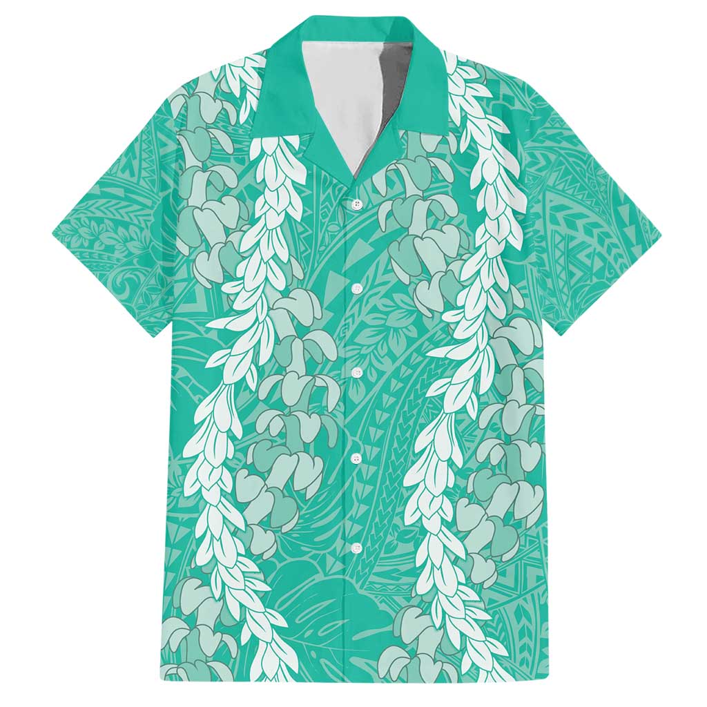 Puakenikeni and Maile Lei Hawaiian Shirt Sage Green Double Strand Lei