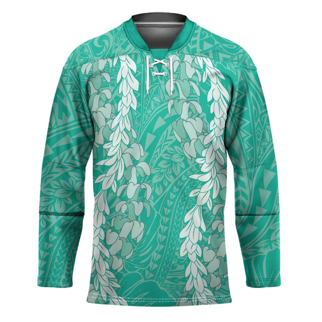 Puakenikeni and Maile Lei Hockey Jersey Sage Green Double Strand Lei - Polynesian Pride