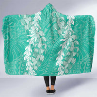 Puakenikeni and Maile Lei Hooded Blanket Sage Green Double Strand Lei