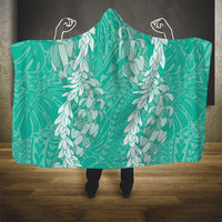 Puakenikeni and Maile Lei Hooded Blanket Sage Green Double Strand Lei