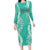 Puakenikeni and Maile Lei Long Sleeve Bodycon Dress Sage Green Double Strand Lei