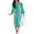 Puakenikeni and Maile Lei Off The Shoulder Long Sleeve Dress Sage Green Double Strand Lei