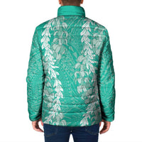 Puakenikeni and Maile Lei Padded Jacket Sage Green Double Strand Lei - Polynesian Pride