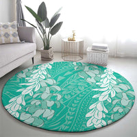 Puakenikeni and Maile Lei Round Carpet Sage Green Double Strand Lei