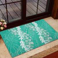 Puakenikeni and Maile Lei Rubber Doormat Sage Green Double Strand Lei