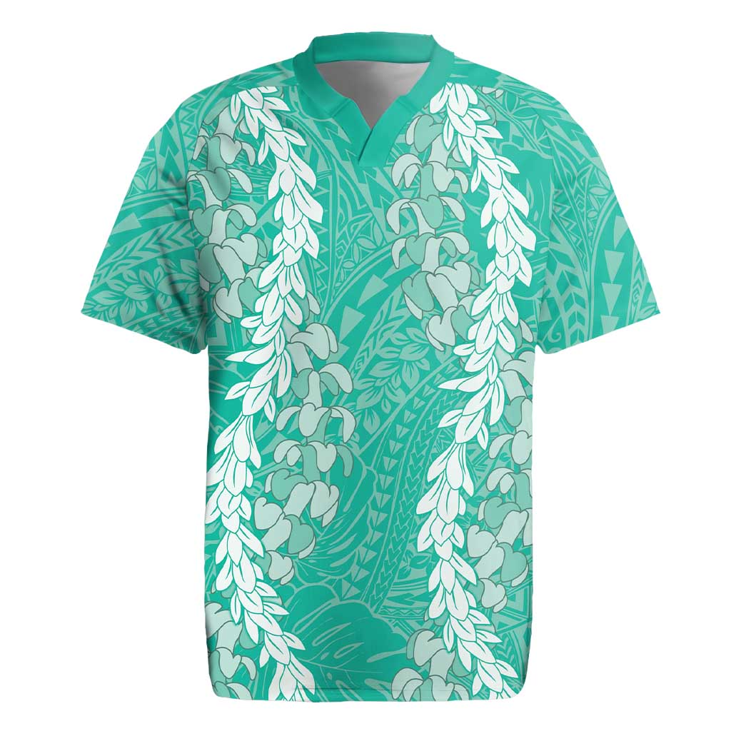 Puakenikeni and Maile Lei Rugby Jersey Sage Green Double Strand Lei LT9 Sage Green - Polynesian Pride