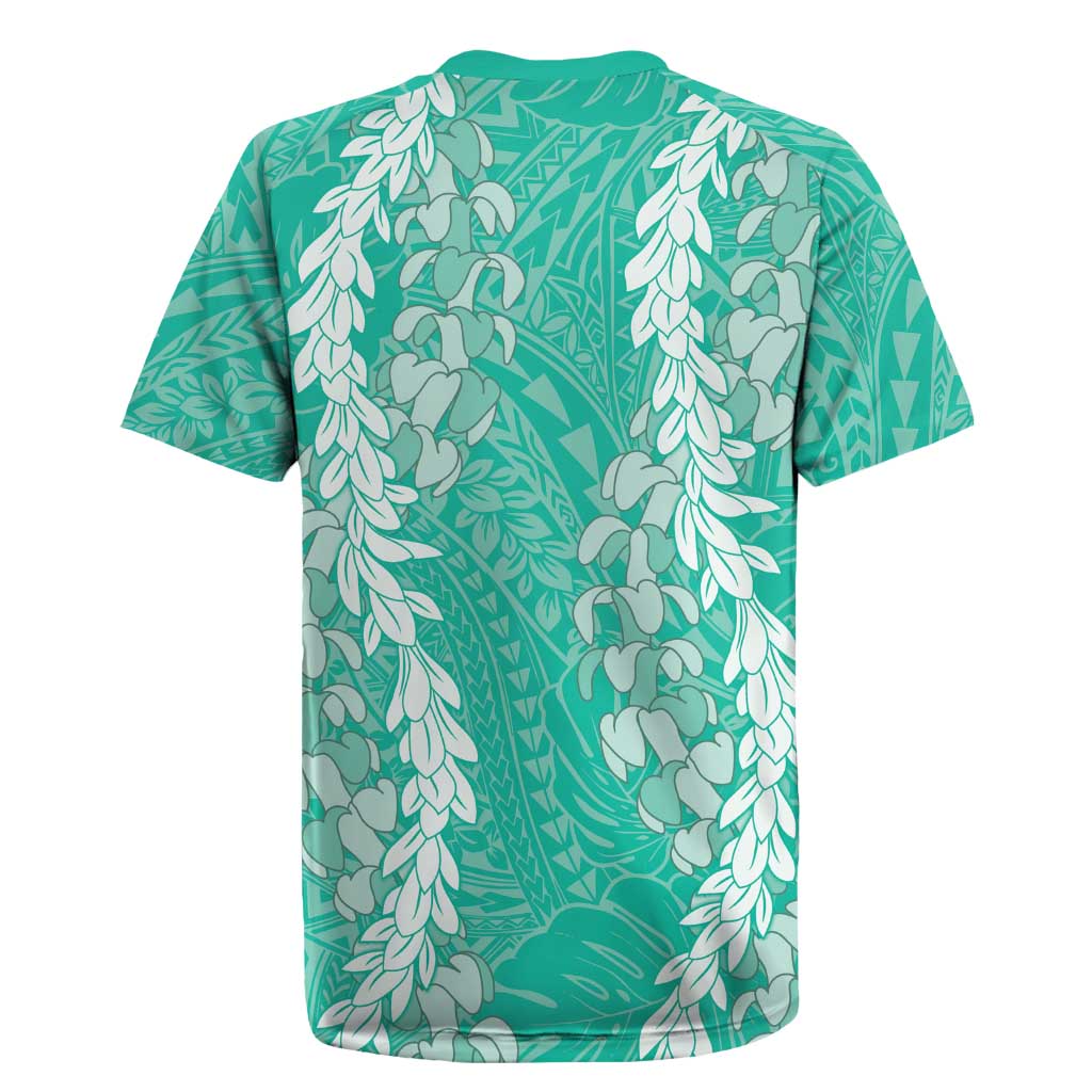 Puakenikeni and Maile Lei Rugby Jersey Sage Green Double Strand Lei LT9 - Polynesian Pride