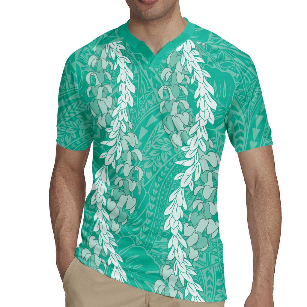 Puakenikeni and Maile Lei Rugby Jersey Sage Green Double Strand Lei LT9 - Polynesian Pride