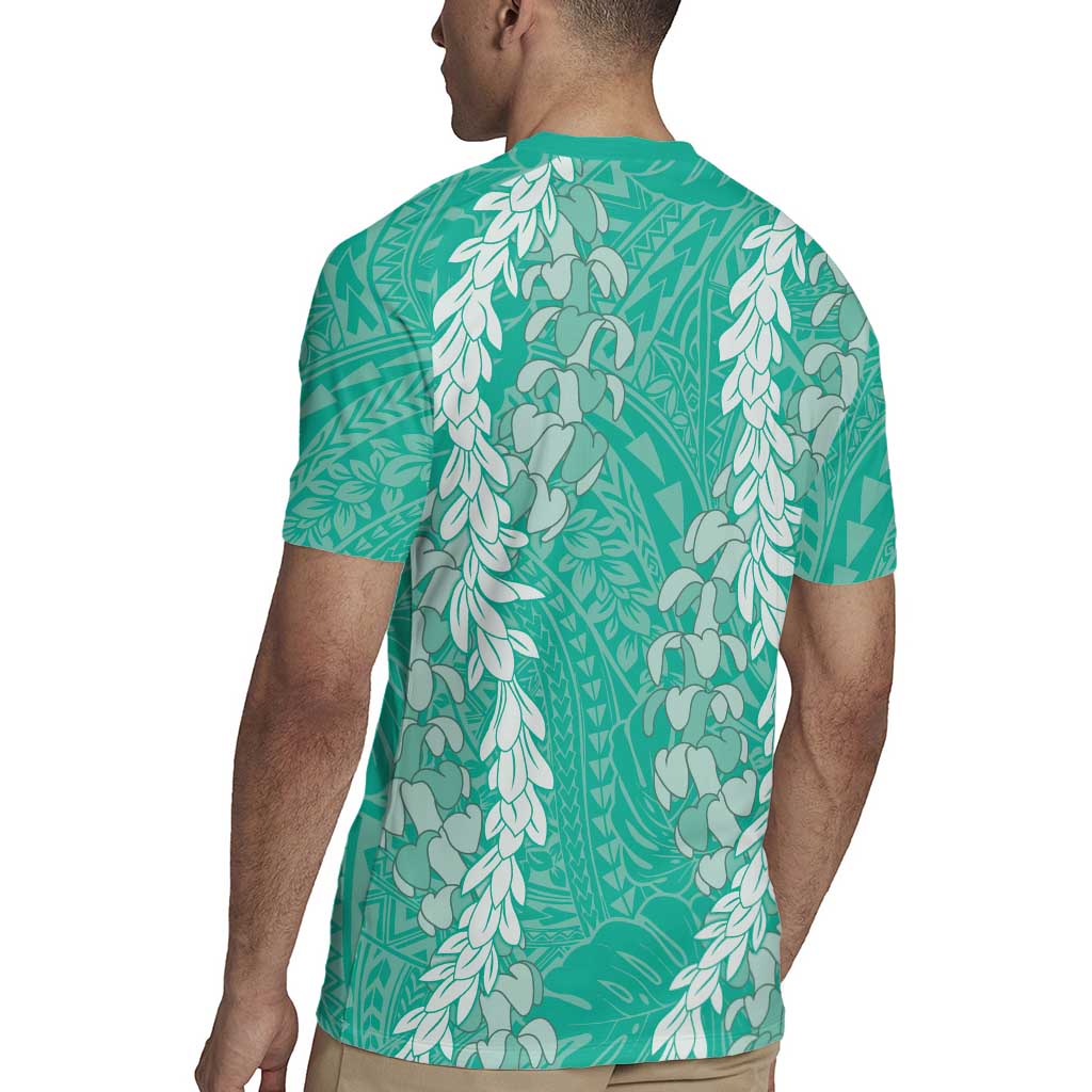 Puakenikeni and Maile Lei Rugby Jersey Sage Green Double Strand Lei LT9 - Polynesian Pride