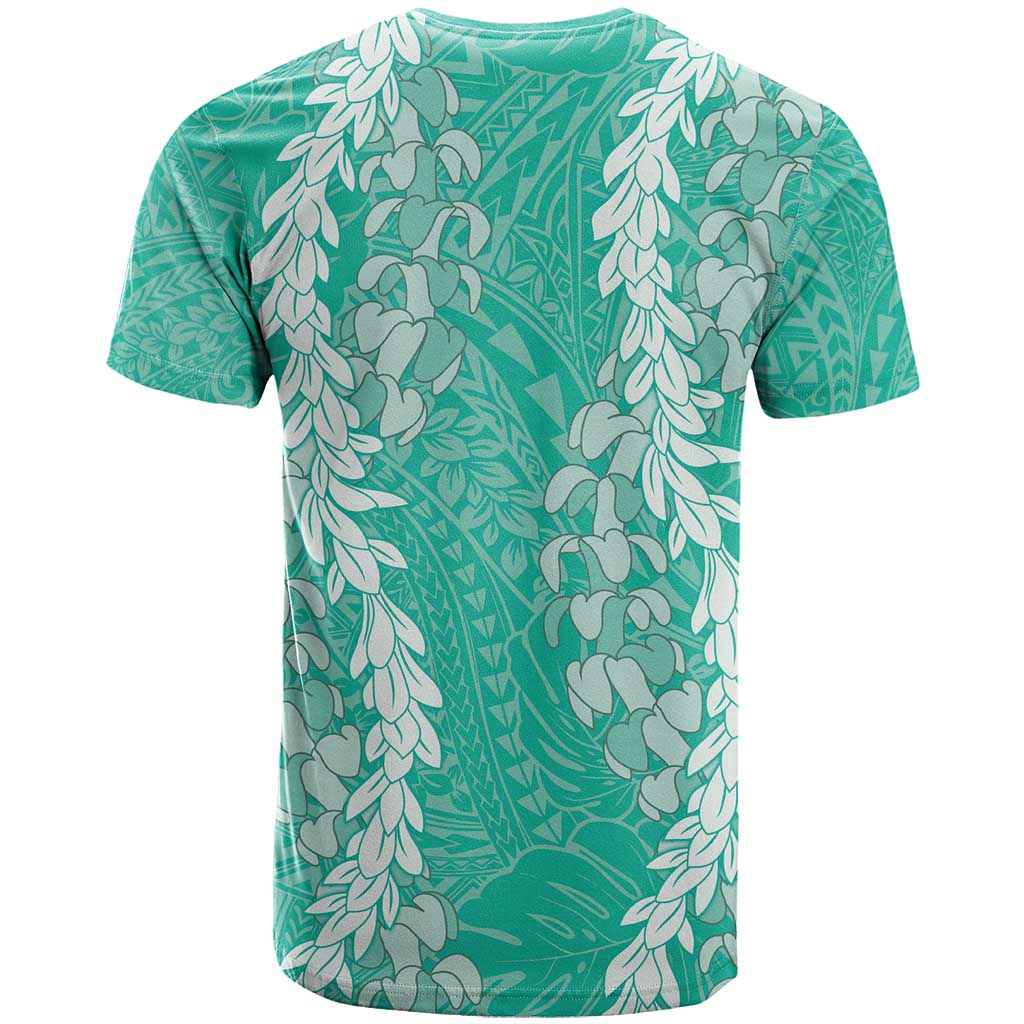 Puakenikeni and Maile Lei T Shirt Sage Green Double Strand Lei