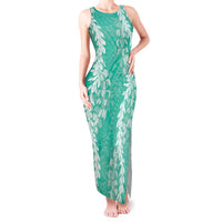 Puakenikeni and Maile Lei Tank Maxi Dress Sage Green Double Strand Lei